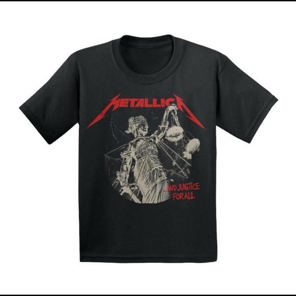 Metallica And Justice for All Album Cover Short Sleeve Black T-Shirt Size 18M - Picture 1 of 2